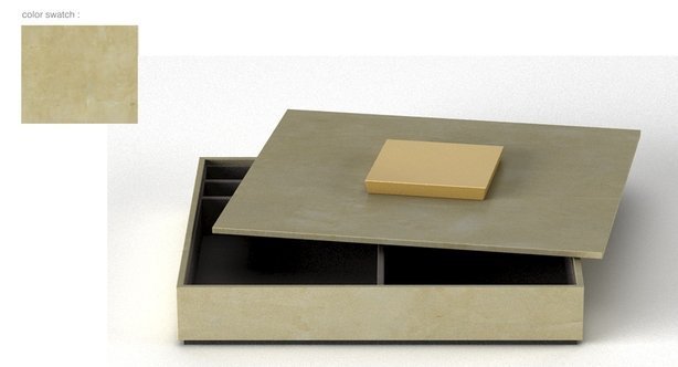 Stationery box warm gray w-gold and black pyramid handle-614-xxx_q85